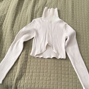Nordstrom White Ribbed Turtleneck Top
